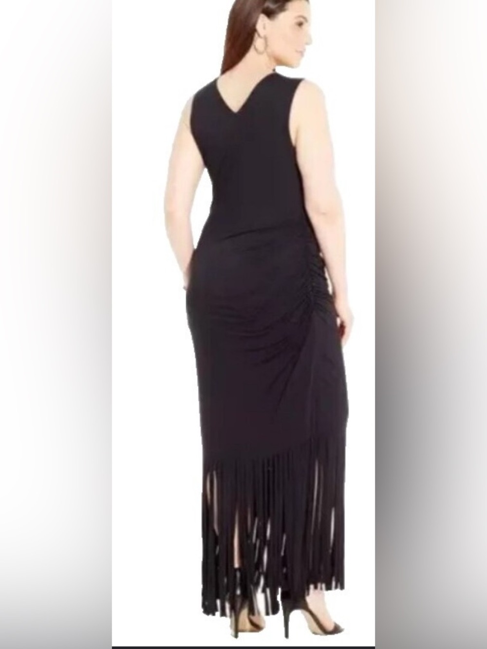 NWOT INC International Concepts Black Sleeveless Fringe Hem Maxi Dress - Picture 3 of 6